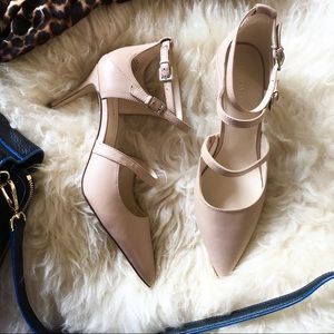Nude Pointed-Toe Heels